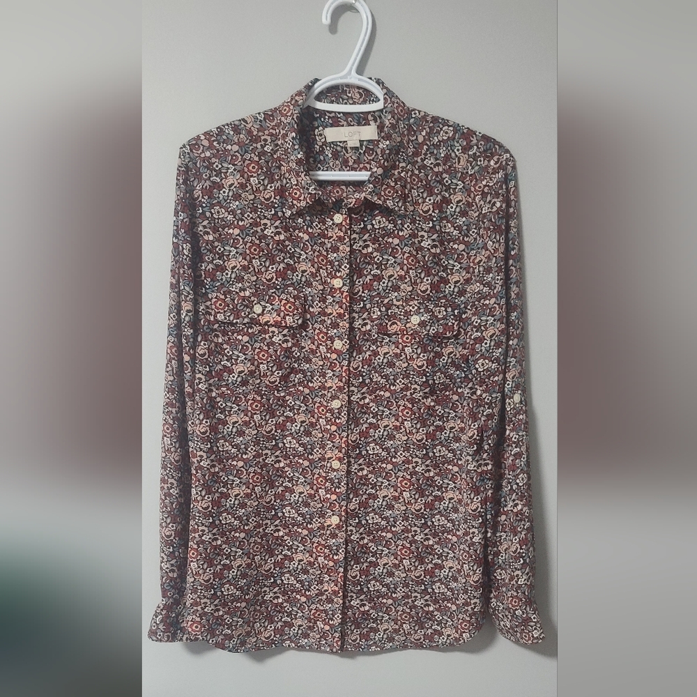 LOFT Floral Long Sleeve Shirt